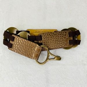 Women's Belt Chico's Stretchy Belt Metallic Antique Gold